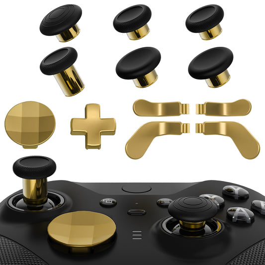 13 in 1 Component Pack Kit Replacement Metal Thumbsticks & D-Pads & Paddles for Xbox Elite Series 2 & Elite 2 Core Controller (Model 1797) - Metallic Hero Gold eXtremeRate