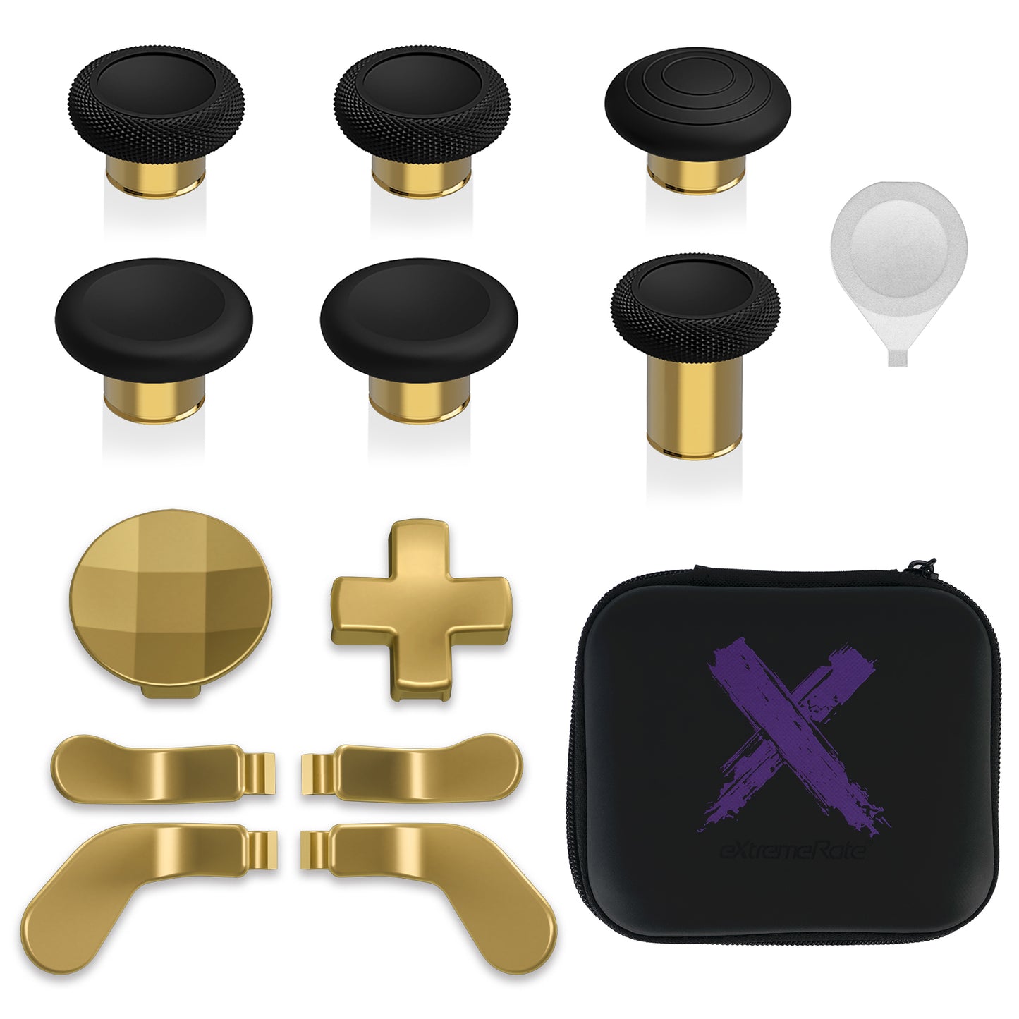 eXtremeRate 13 in 1 Component Pack Kit Replacement Metal Thumbsticks & D-Pads & Paddles for Xbox Elite Series 2 & Elite 2 Core Controller (Model 1797) - Metallic Hero Gold eXtremeRate