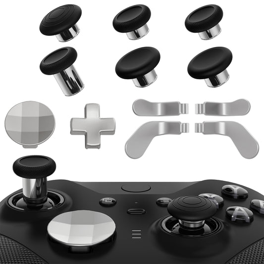 13 in 1 Component Pack Kit Replacement Metal Thumbsticks & D-Pads & Paddles for Xbox Elite Series 2 & Elite 2 Core Controller (Model 1797) - Metallic Silver eXtremeRate