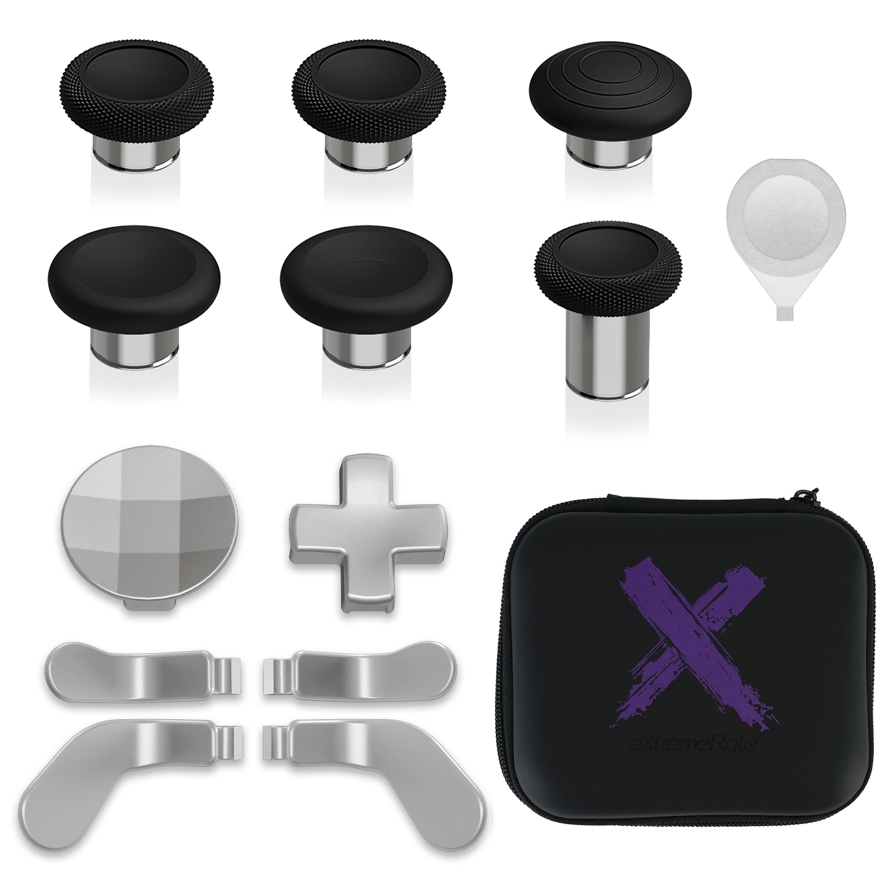 eXtremeRate 13 in 1 Component Pack Kit Replacement Metal Thumbsticks & D-Pads & Paddles for Xbox Elite Series 2 & Elite 2 Core Controller (Model 1797) - Metallic Silver eXtremeRate