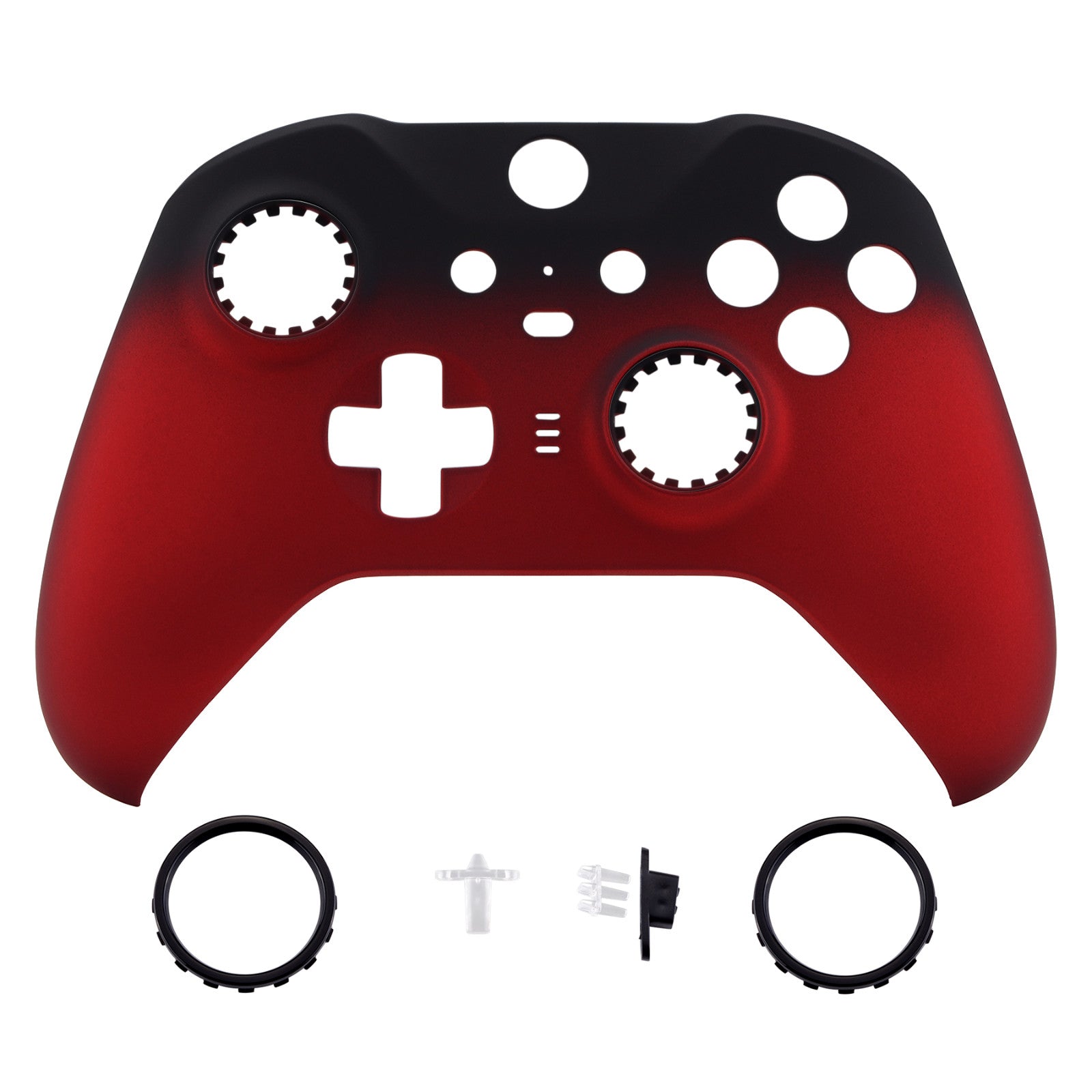 Shadow Scarlet Red Soft Touch Grip Faceplate Cover, Front Housing Shell Case Replacement Kit for Xbox One Elite Series 2 Controller (Model 1797 and Core Model 1797) - Thumbstick Accent Rings Included - ELP319 eXtremeRate