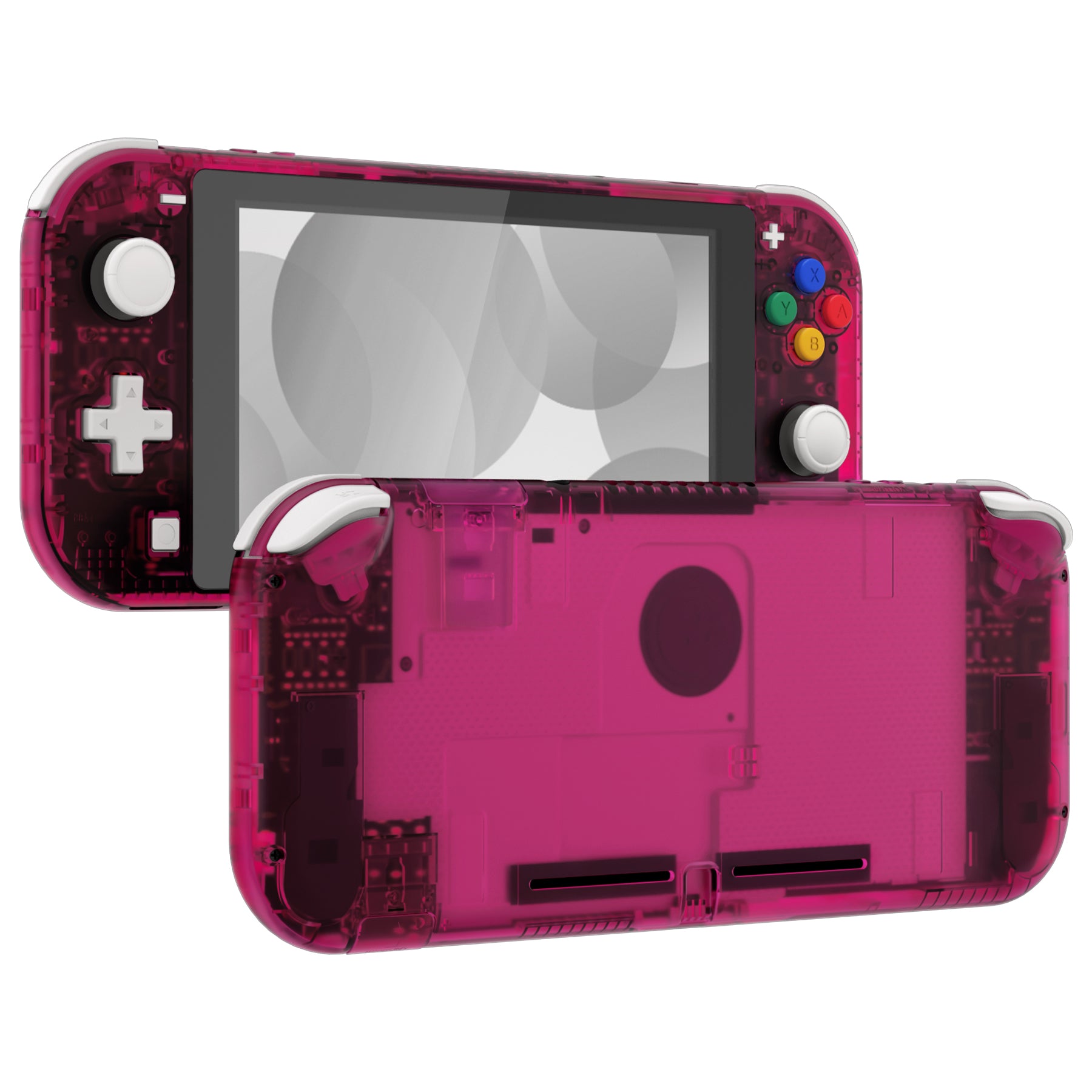 PlayVital Clear Atomic Purple Rose Red Back Cover for Nintendo