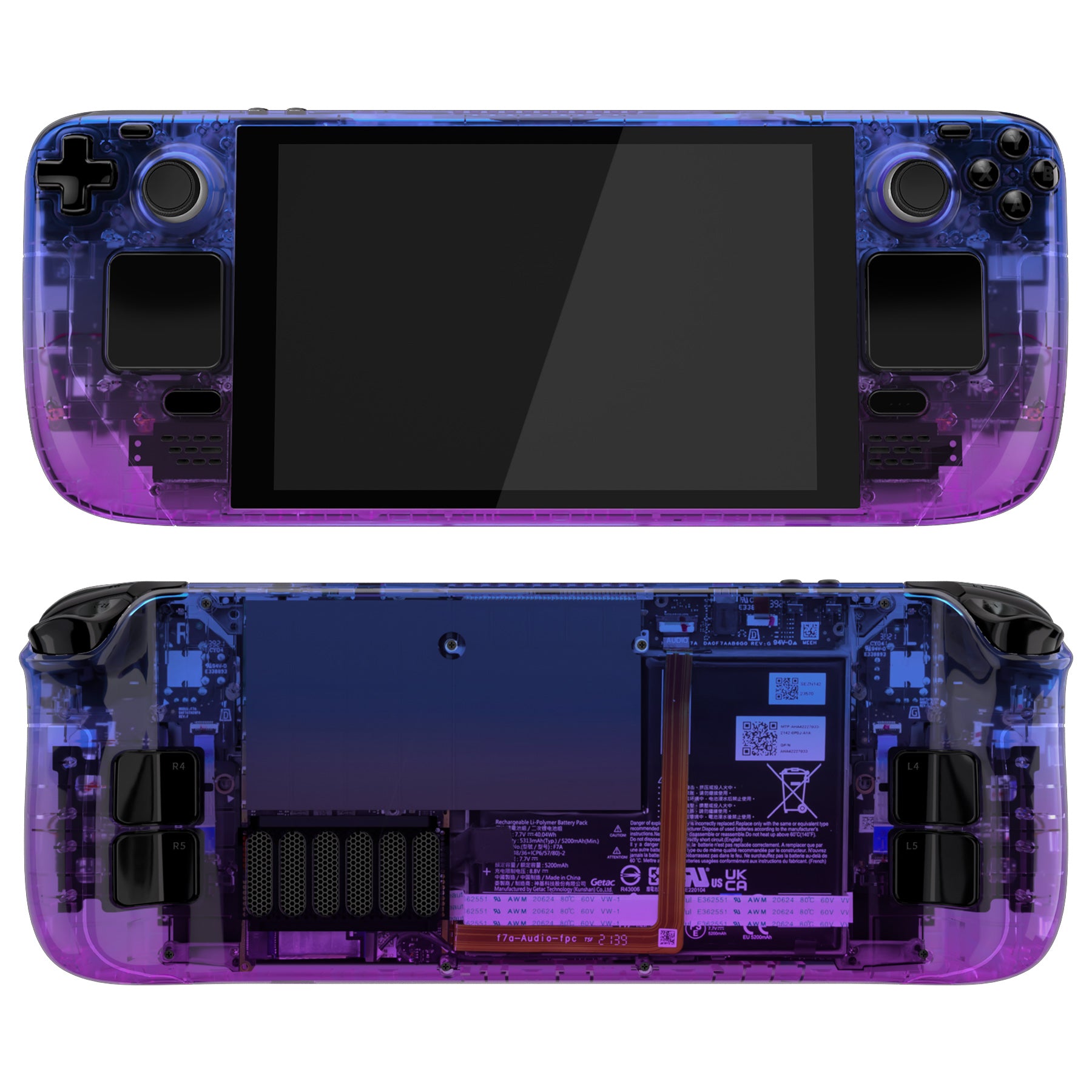 eXtremeRate Custom Full Set Shell with Buttons for Steam Deck LCD -  Gradient Translucent Bluebell