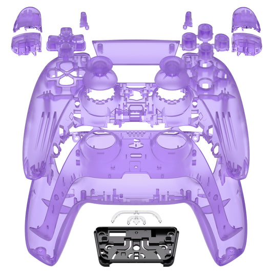 eXtremeRate Replacement Full Set Shells with Buttons Compatible with PS5 Controller BDM-030/040 - Clear Atomic Purple