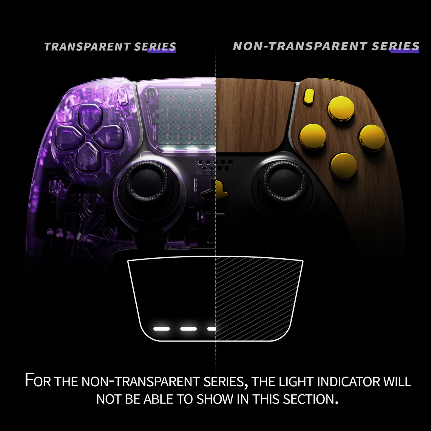 Replacement Full Set Shells with Buttons Compatible with PS5 Edge Controller - Wood Grain eXtremeRate