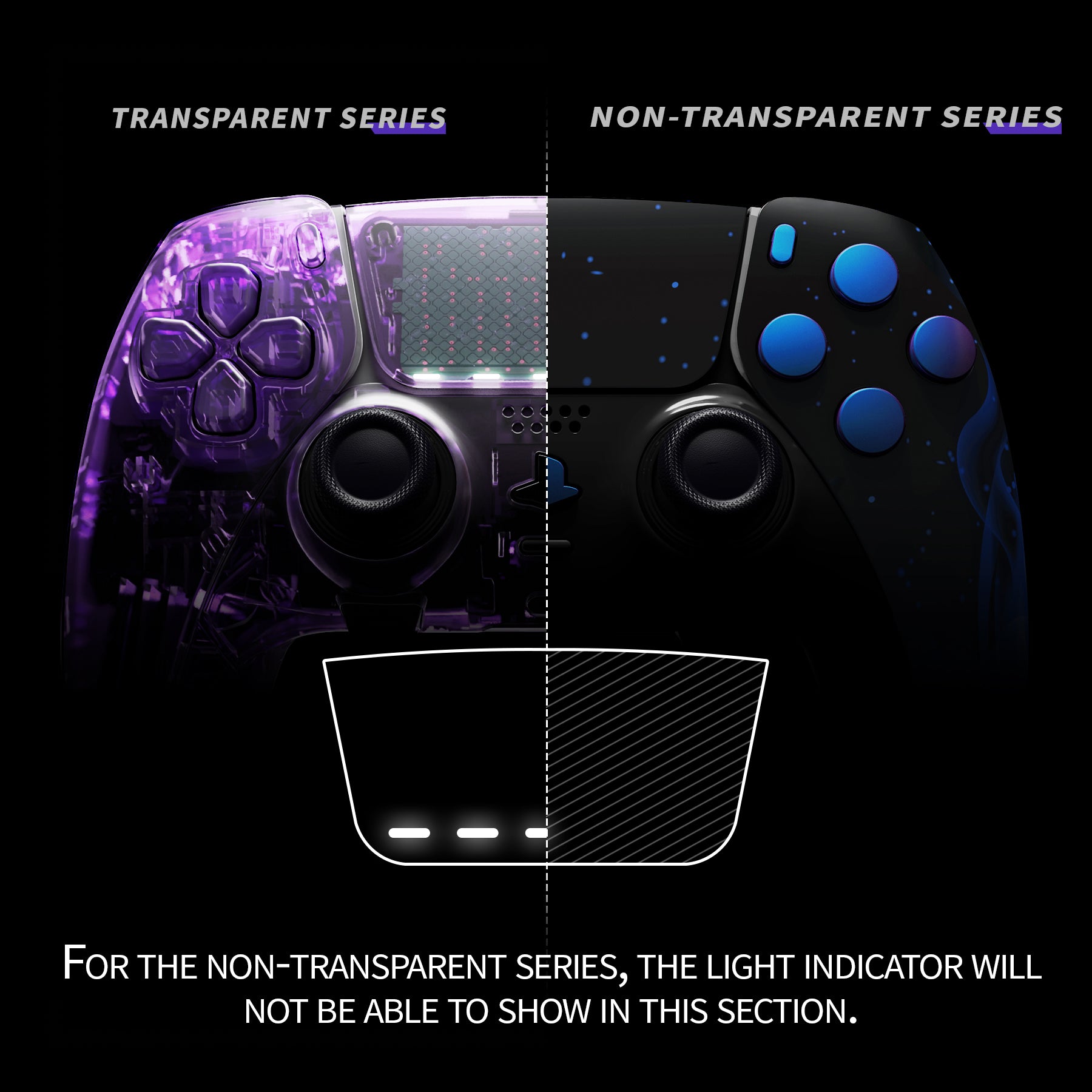 Replacement Full Set Shells with Buttons Compatible with PS5 Edge Controller - Blue Flame eXtremeRate