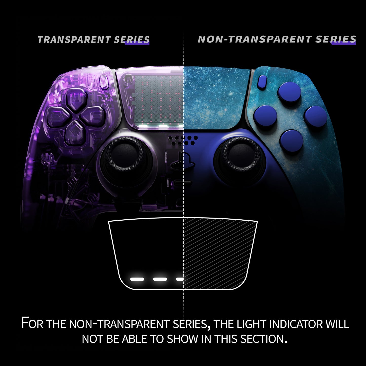Replacement Full Set Shells with Buttons Compatible with PS5 Edge Controller - Blue Nebula eXtremeRate