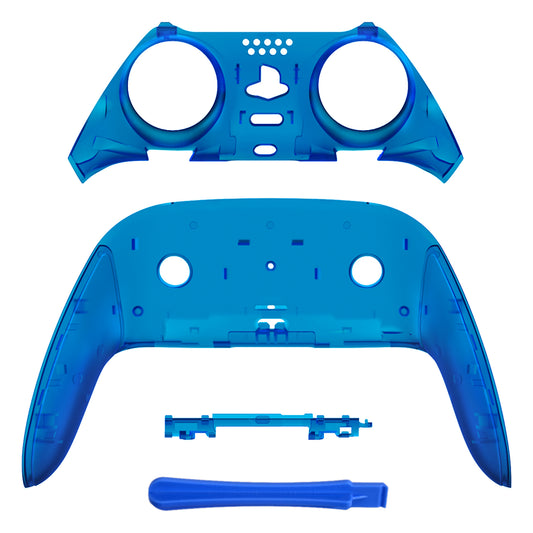 Replacement Top Bottom Decorative Trim Shell Compatible with PS5 Edge Controller - Clear Blue eXtremeRate