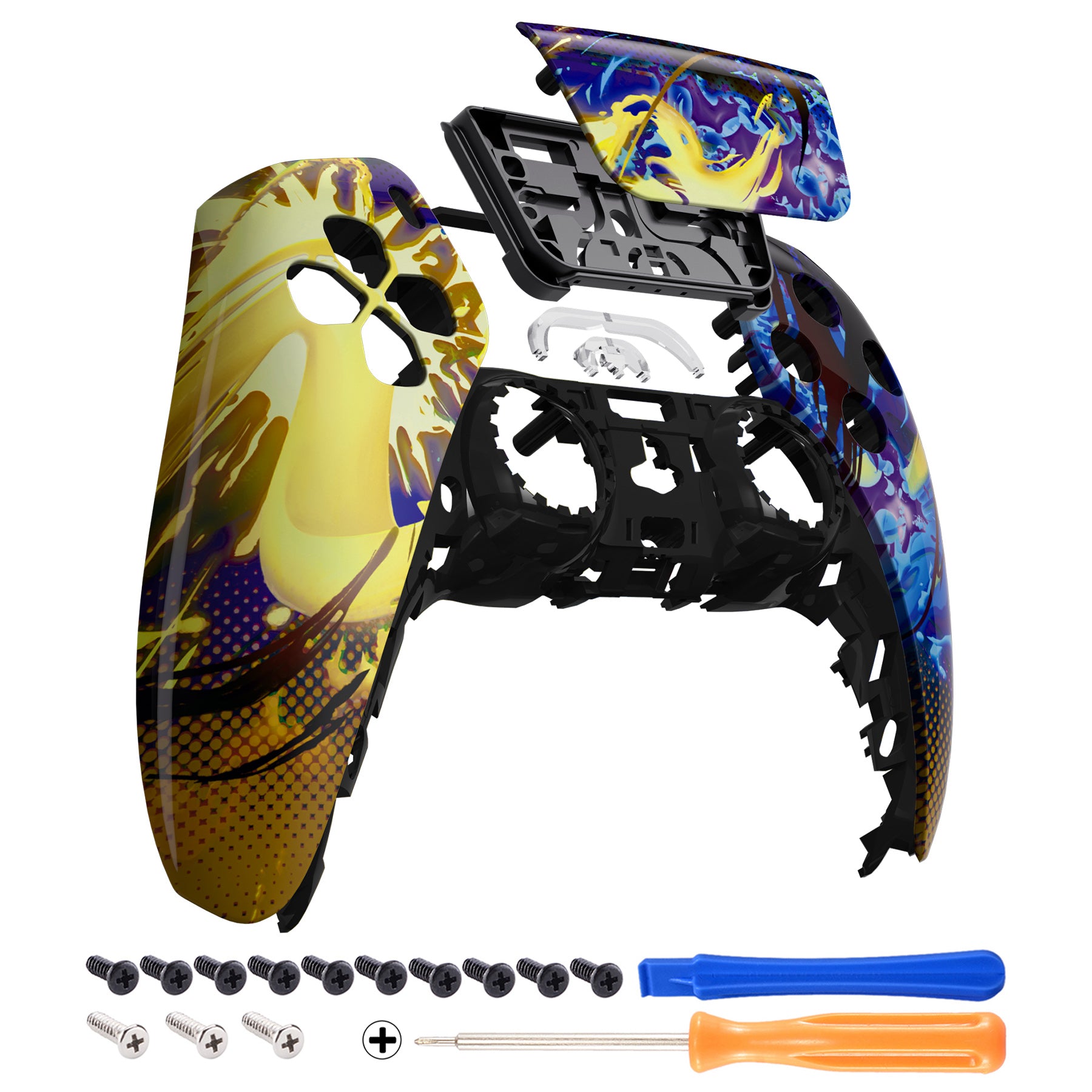 eXtremeRate Splattering Fighting Replacement Front Housing Shell with  Touchpad Compatible with PS5 Controller BDM-010/020/030/040
