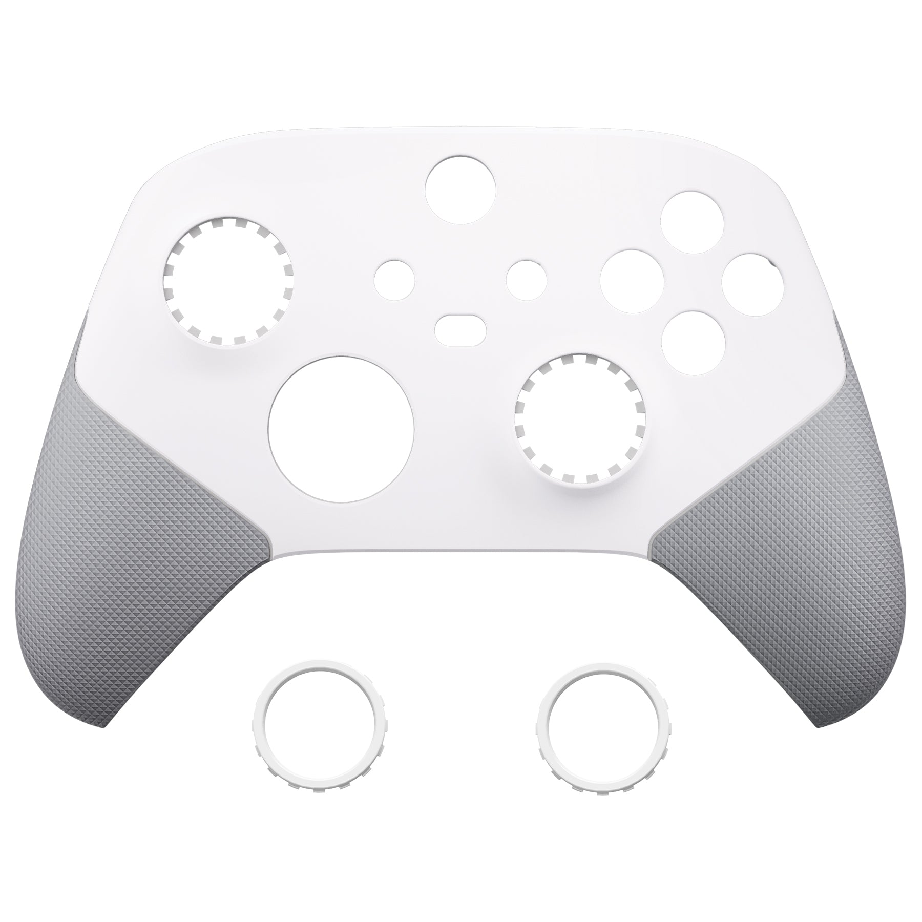 eXtremeRate ASR Version Performance Rubberized Grip Front Housing Shell  with Accent Rings for Xbox Series X & S Controller - Rubberized White & Gray eXtremeRate