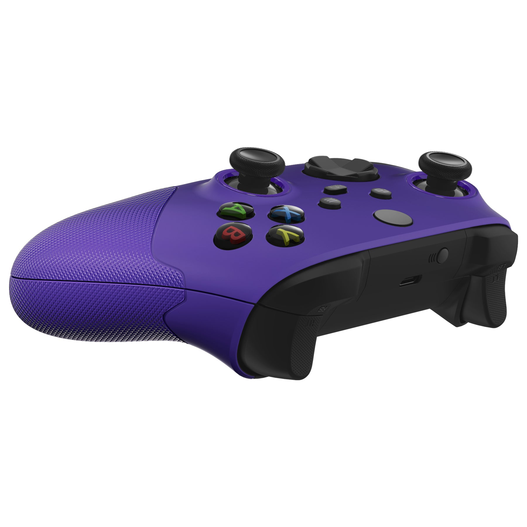 eXtremeRate ASR Version Performance Rubberized Side Rails Front Housing Shells with Accent Rings for Xbox Series X & S Controller - Rubberized Purple eXtremeRate