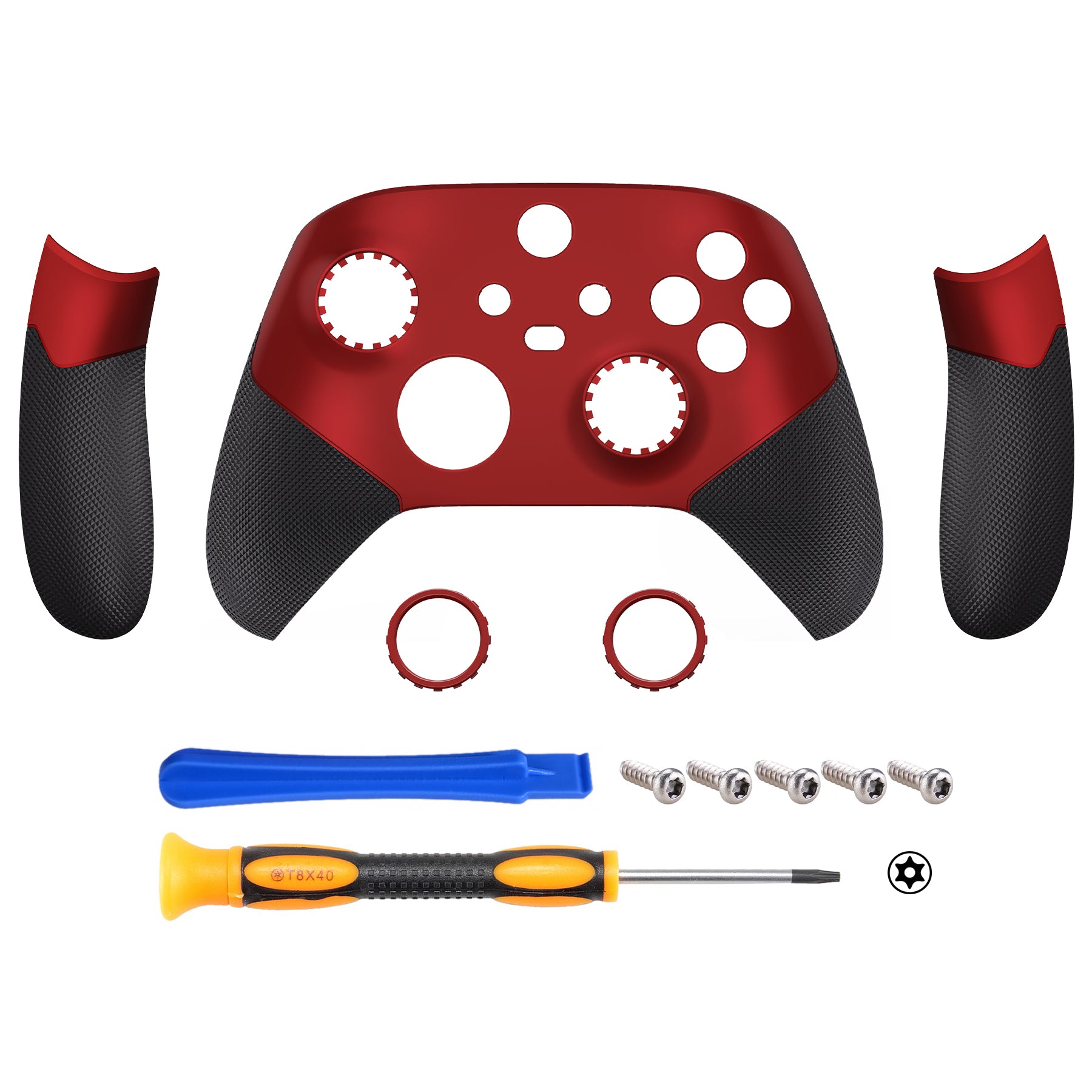 eXtremeRate ASR Version Performance Rubberized Side Rails Front Housing  Shells with Accent Rings for Xbox Series X & S Controller - Scarlet Red &  