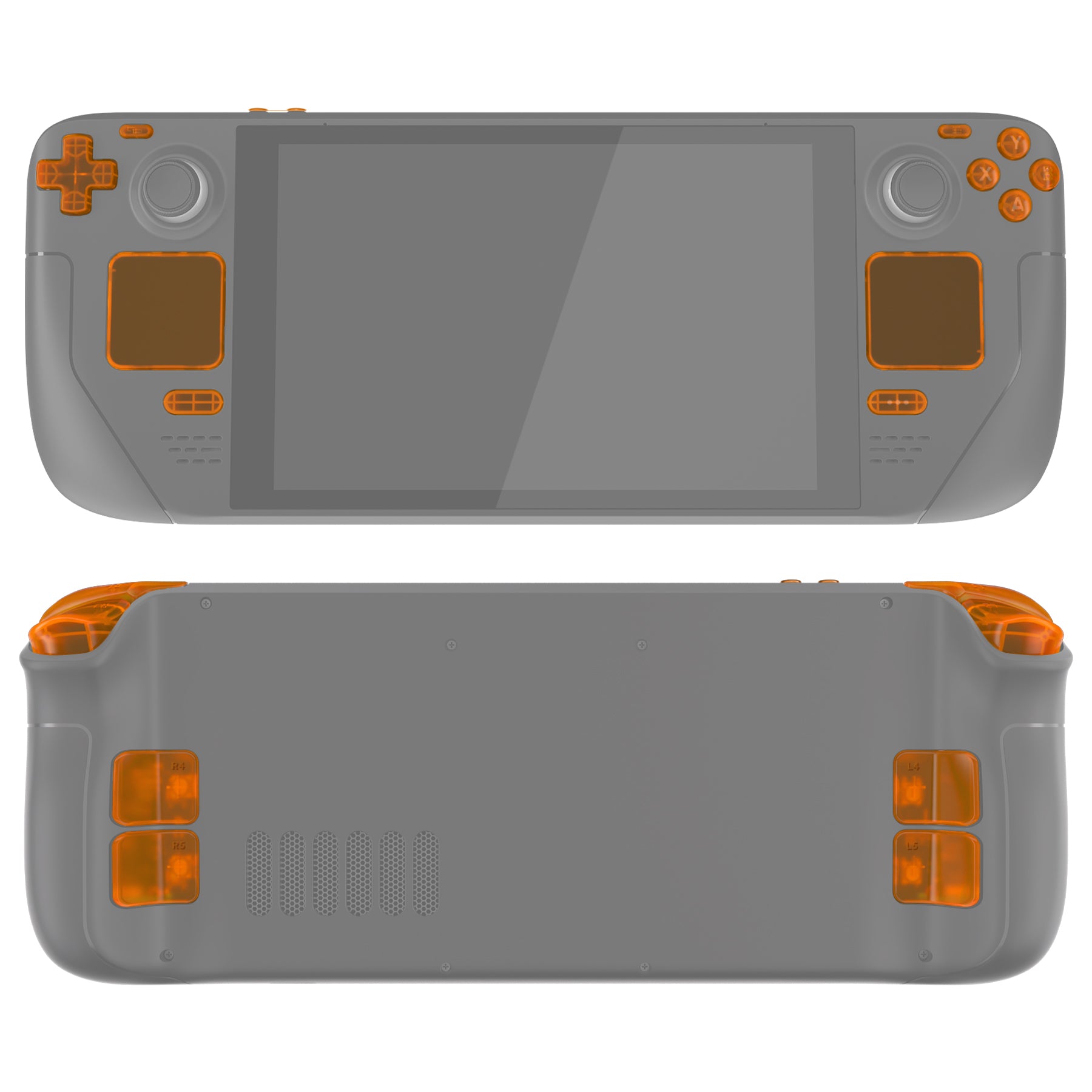eXtremeRate Replacement Full Set Buttons for Steam Deck LCD - Clear Orange