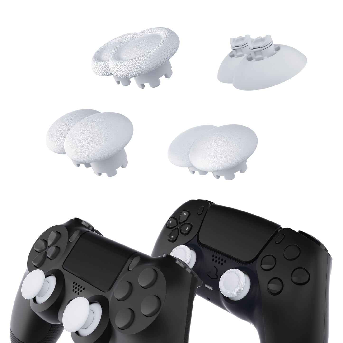 eXtremeRate EDGE Sticks Replacement Interchangeable Thumbsticks for PS5 & PS4 All Model Controllers - Robot White