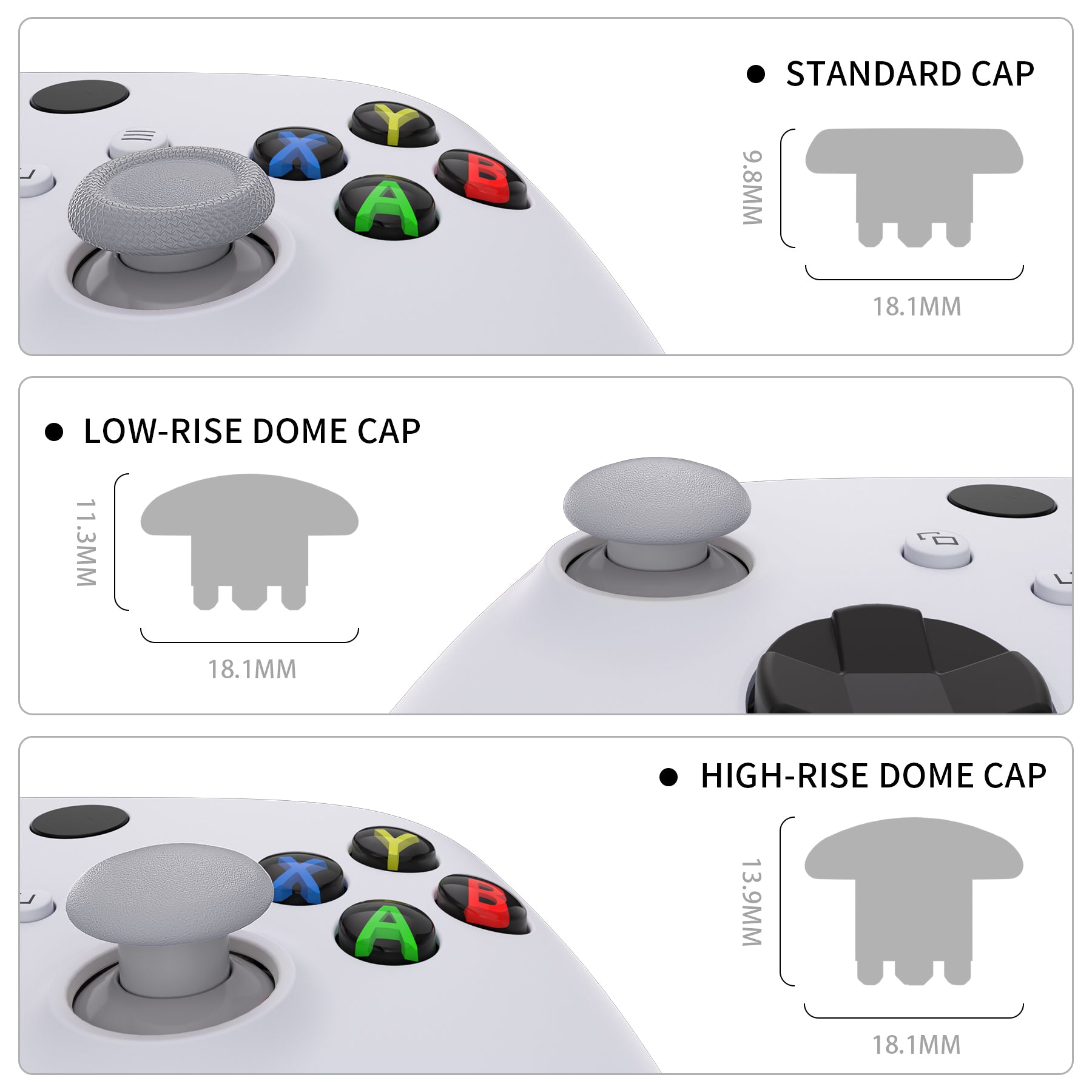 EDGE Sticks Replacement Interchangeable Thumbsticks for Xbox Series X/S & Xbox Core & Xbox One X/S & Xbox Elite V1 & NS Switch Pro Controller - New Hope Gray eXtremeRate