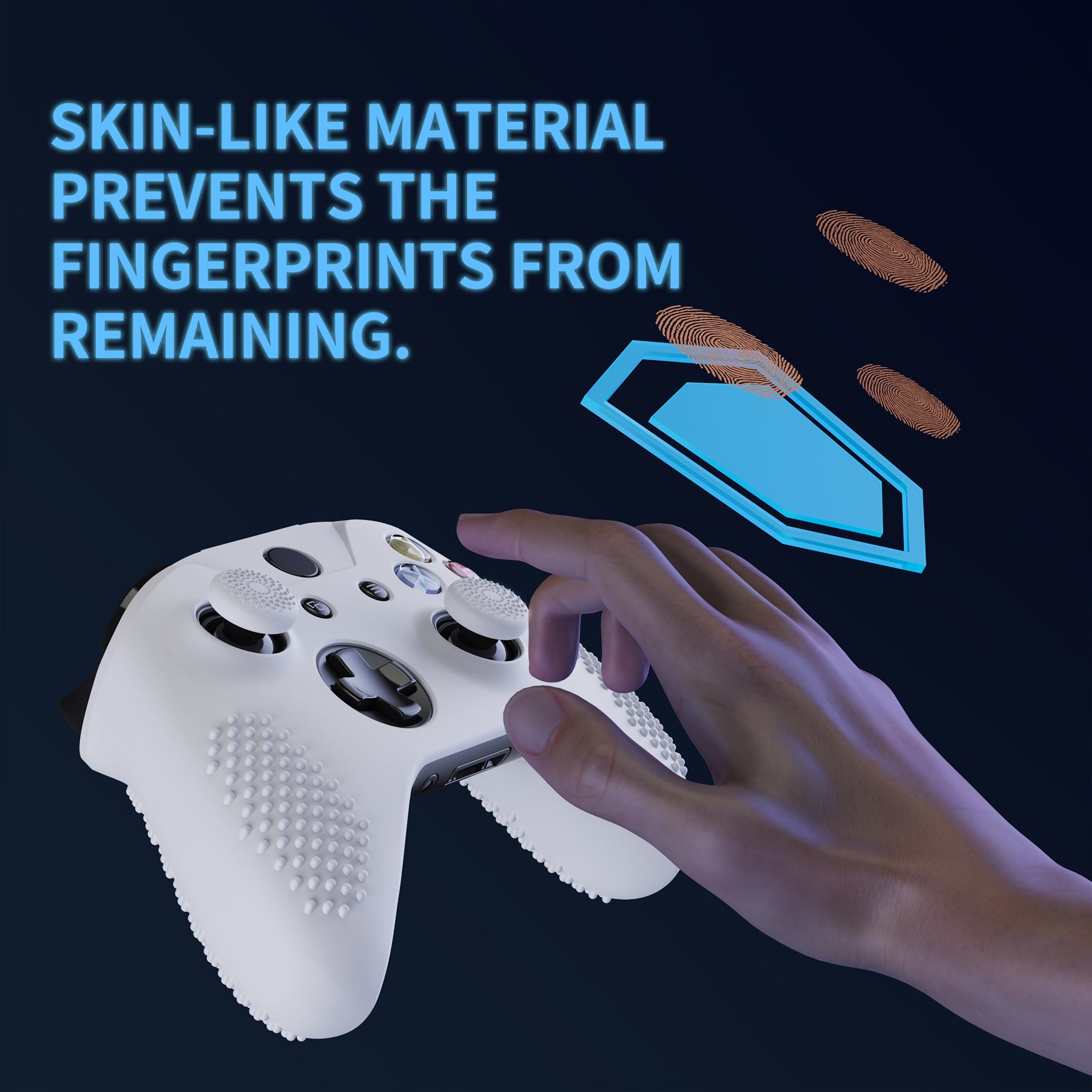 eXtremeRate PlayVital Protective Anti-Slip Silicone Case with Thumb Grips Caps for Xbox One X & S Controller - White eXtremeRate
