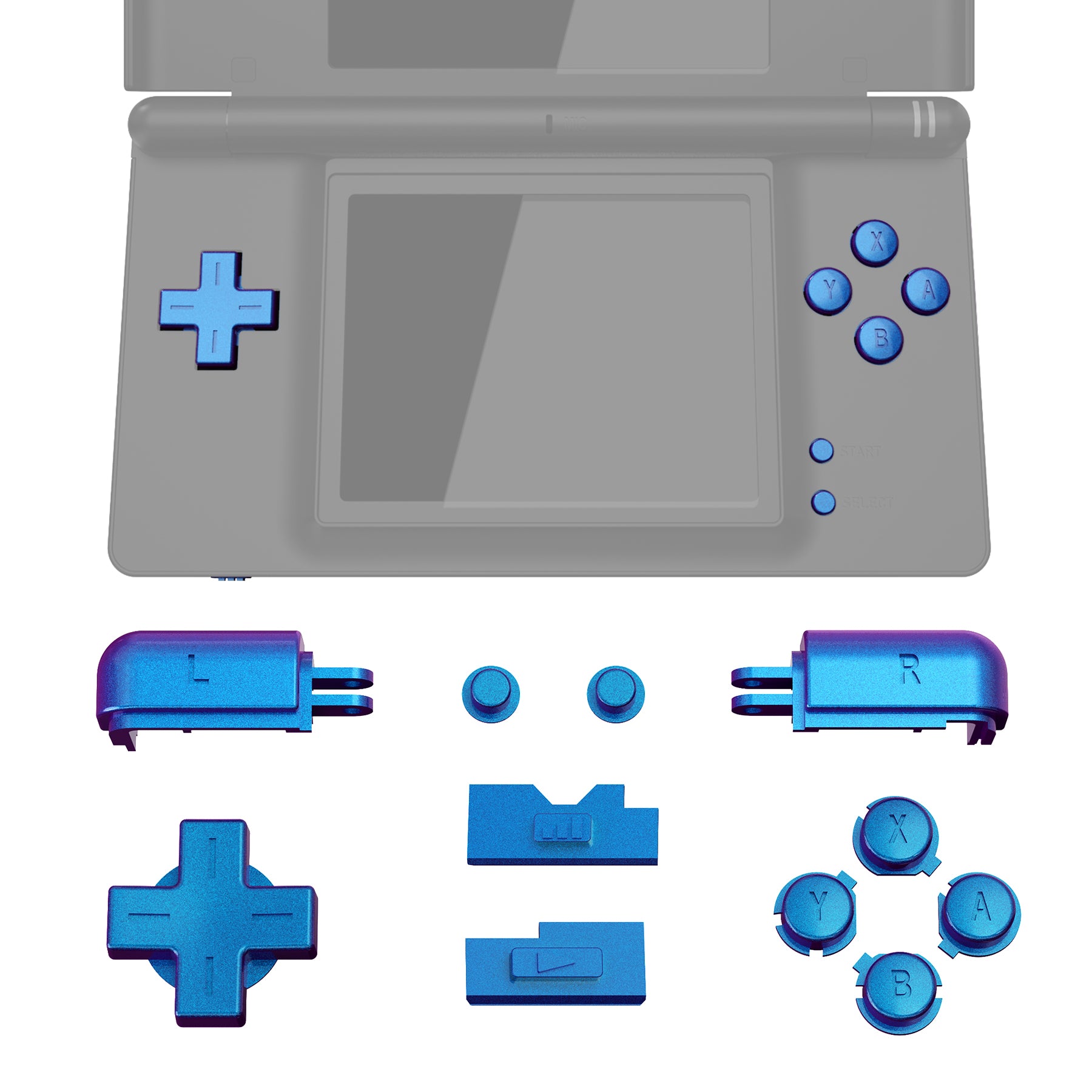 eXtremeRate Replacement Full Set Buttons for Nintendo DS Lite NDSL -  Chameleon Purple Blue