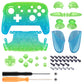eXtremeRate Replacement Full Set Shell Faceplate Backplate Handles with Button Kit for Nintendo Switch Pro - Glitter Gradient Translucent Green Blue eXtremeRate