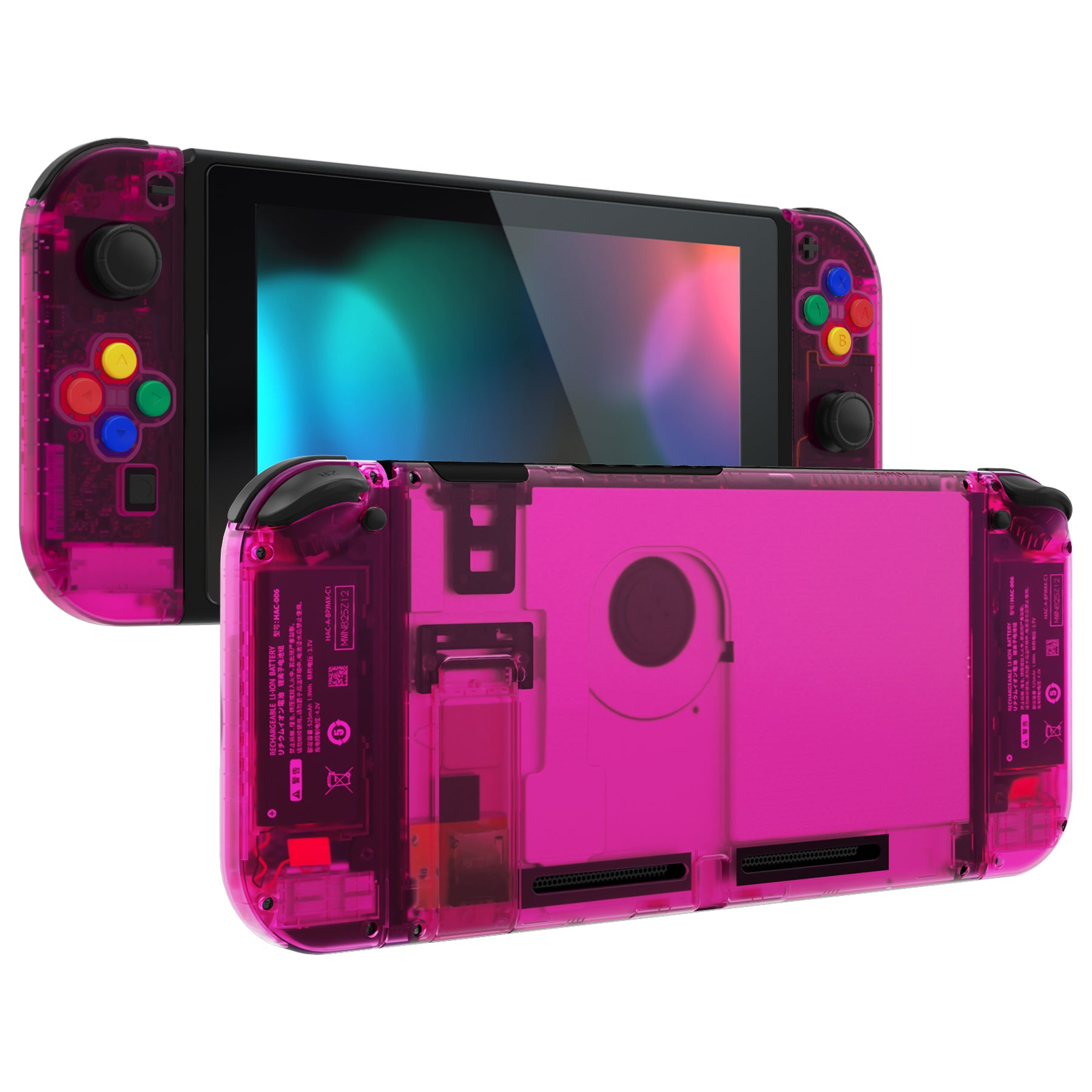 eXtremeRate Replacement Full Set Shells with Buttons for Nintendo Switch -  Clear Candy Pink