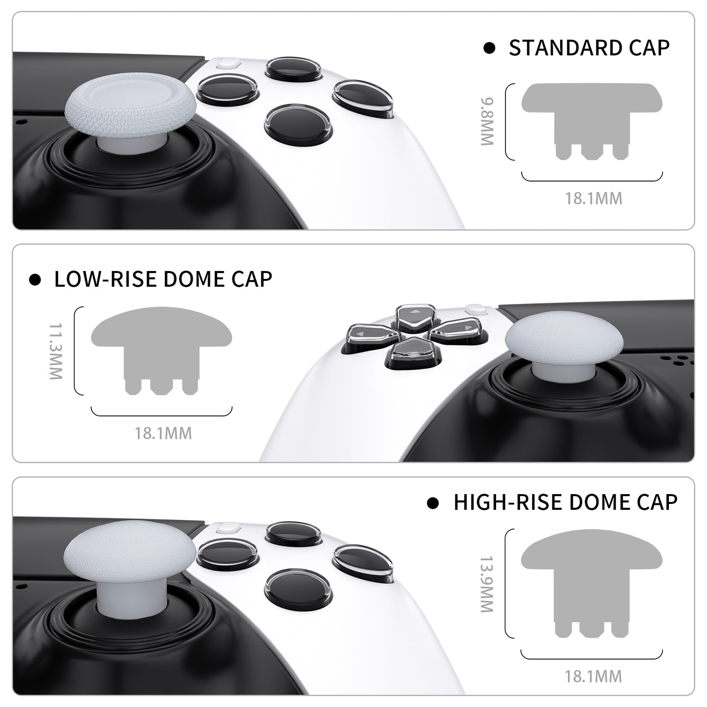 eXtremeRate Replacement Swappable Thumbsticks for PS5 Edge Controller - Solid White eXtremeRate