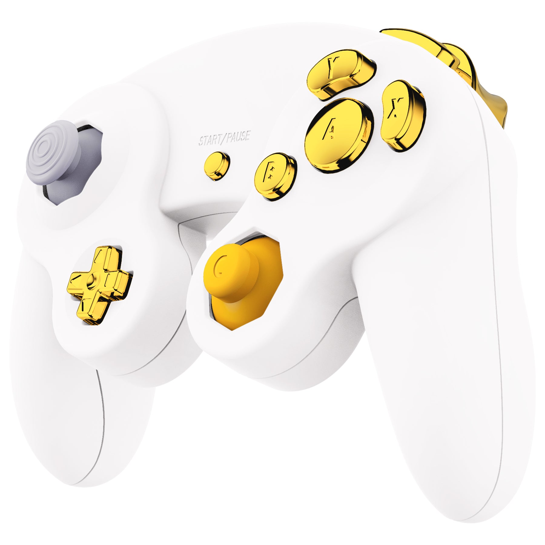 eXtremeRate Retail Chrome Gold Repair ABXY D-pad Z L R Keys for Nintendo GameCube Controller, DIY Replacement Full Set Buttons Thumbsticks & Tools for Nintendo GameCube Controller - Controller NOT Included - GCNJ3001