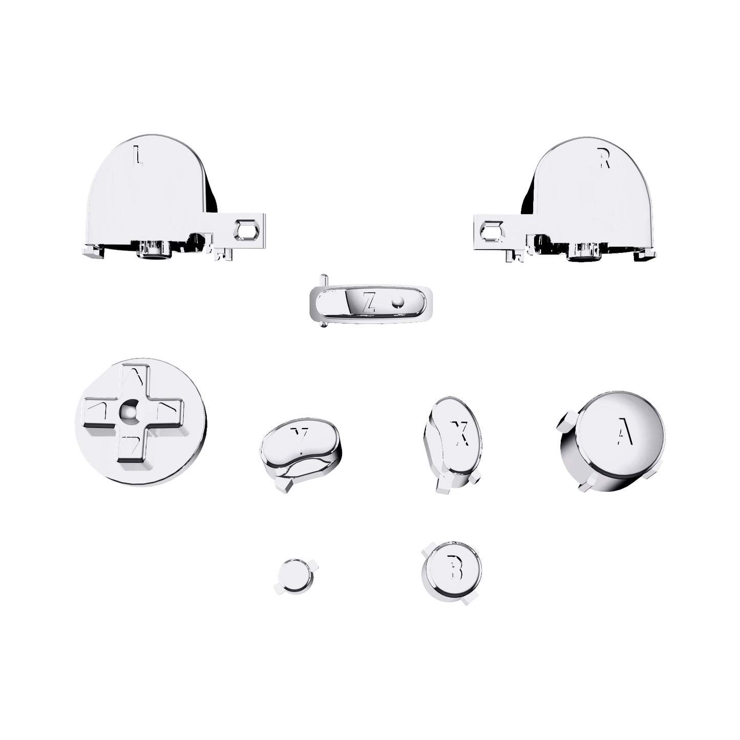 eXtremeRate Retail Chrome Silver Repair ABXY D-pad Z L R Keys for Nintendo GameCube Controller, DIY Replacement Full Set Buttons Thumbsticks & Tools for Nintendo GameCube Controller - Controller NOT Included - GCNJ3002