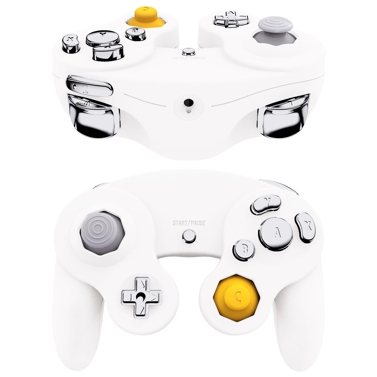 eXtremeRate Retail Chrome Silver Repair ABXY D-pad Z L R Keys for Nintendo GameCube Controller, DIY Replacement Full Set Buttons Thumbsticks & Tools for Nintendo GameCube Controller - Controller NOT Included - GCNJ3002