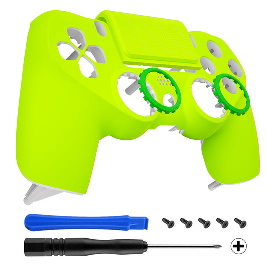 eXtremeRate Retail Lime Yellow Ghost Replacement Faceplate Touchpad, Redesigned Soft Touch Housing Shell Touch Pad Compatible with PS4 Slim Pro Controller JDM-040/050/055 - Controller NOT Included - GHP4P006
