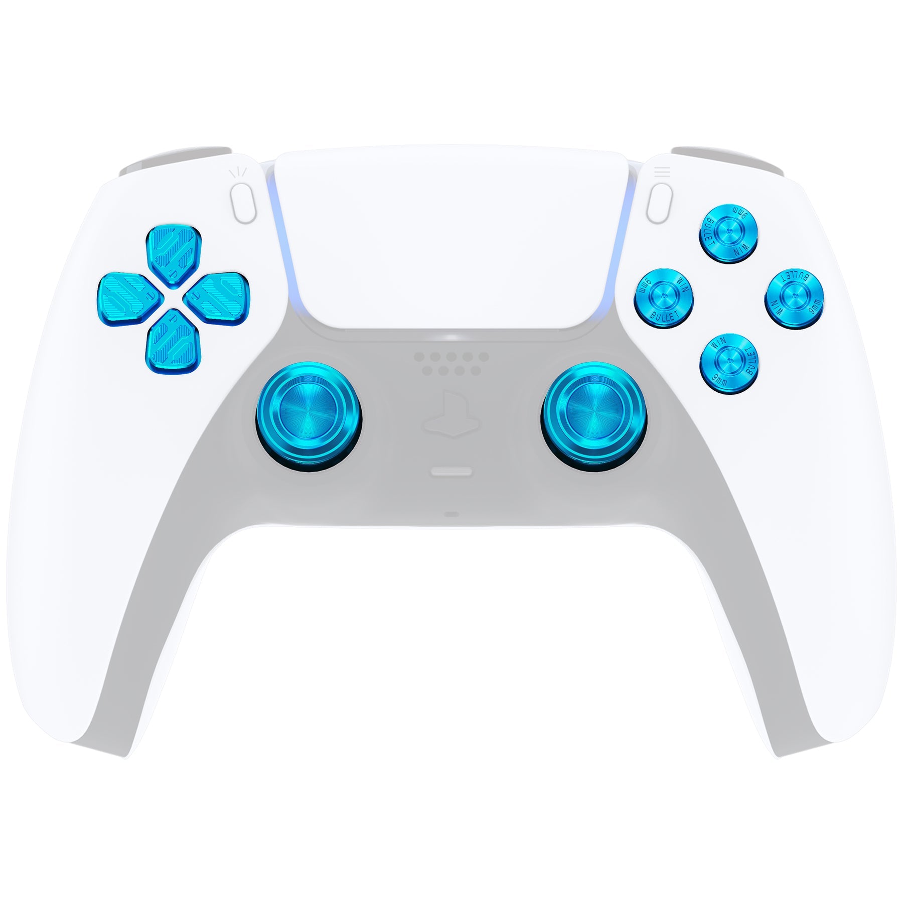 eXtremeRate Blue Metal Thumbsticks Dpad ABXY Buttons for PS5