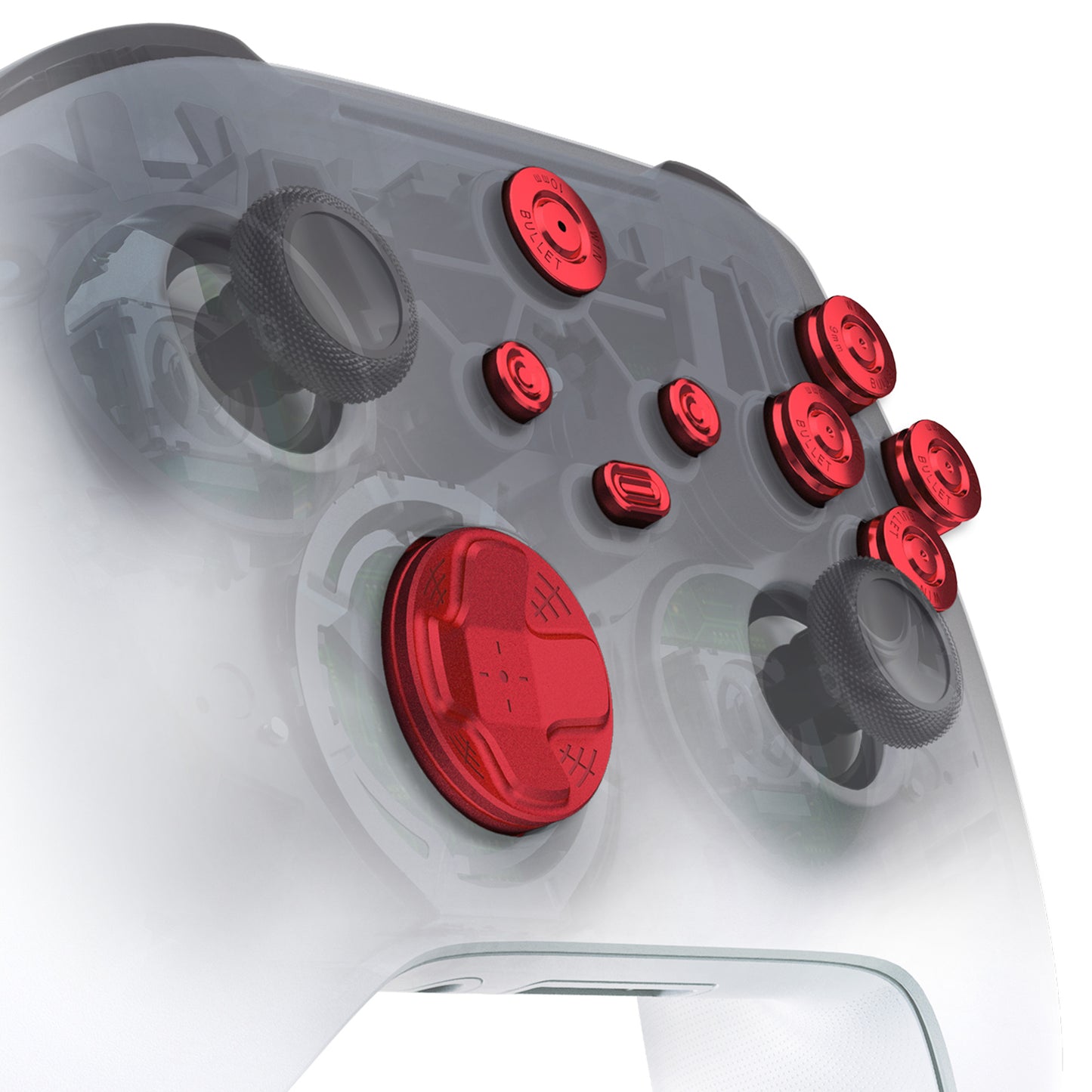 eXtremeRate Retail eXtremeRate 9 in 1 Custom Red Metal Buttons for Xbox Series X/S Controller, Replacement Aluminum Alloy Dpad Start Back Share Button, Home ABXY Bullet Buttons for Xbox Core Controller - JX3D003