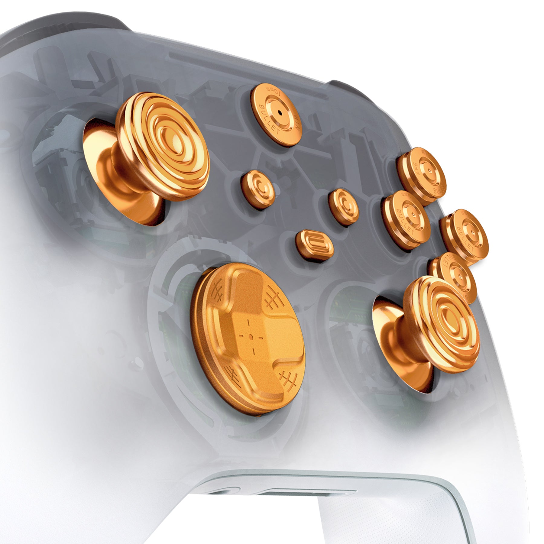 eXtremeRate 11 in 1 Custom Gold Metal Buttons for Xbox Series X/S Controller, Aluminum Alloy Dpad Start Back Share Button, Replacement Thumbsticks