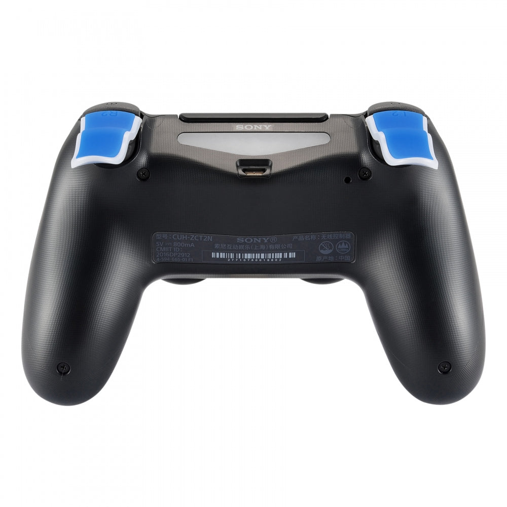 eXtremeRate Retail 1 Pair Blue White Soft Touch L2 R2 Buttons Extention Trigger, Soft Touch Grip Extenders for ps4 Pro ps4 Slim JDM-001 JDM-011 JDM-040 JDM-050 JDM-055 Controller - JYP4S0023
