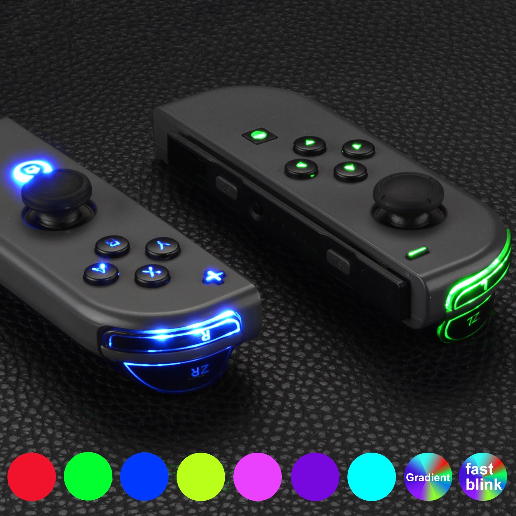 eXtremeRate 7 Colors 9 Modes NS Joycon DFS LED Kit, Multi-Colors Luminated  Black Classical Symbols ABXY Trigger Face Buttons for Nintendo Switch &  Switch OLED Model Joycon - Joycon NOT Included – eXtremeRate Retail