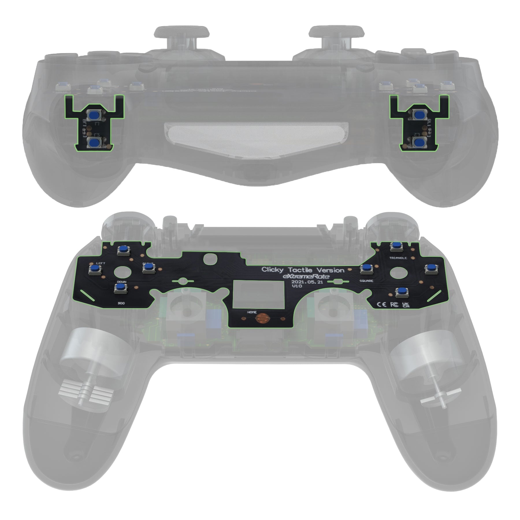 eXtremeRate Whole Tactile Clicky Kit for PS4 Controller Shoulder 