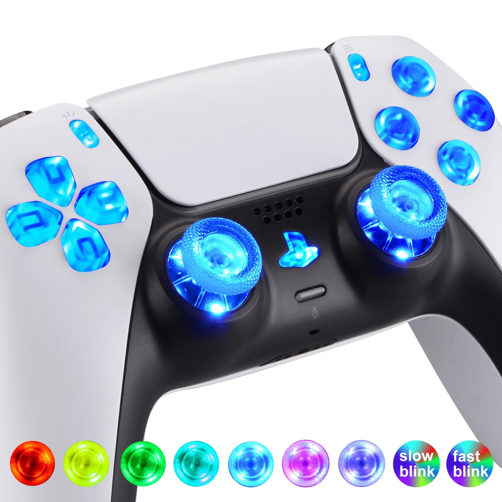 eXtremeRate Multi-Colors Luminated Buttons DTF V3 LED Kit for PS5 Controlle  BDM-010/020 - Chameleon Purple Blue