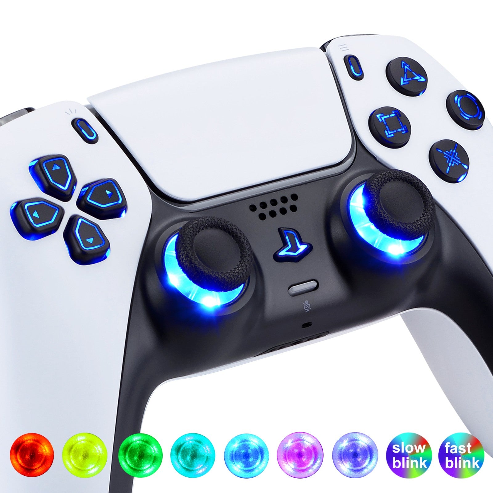 eXtremeRate Multi-Colors Luminated Buttons DTF V3 LED Kit for PS5 Controlle  BDM-010/020 - Black