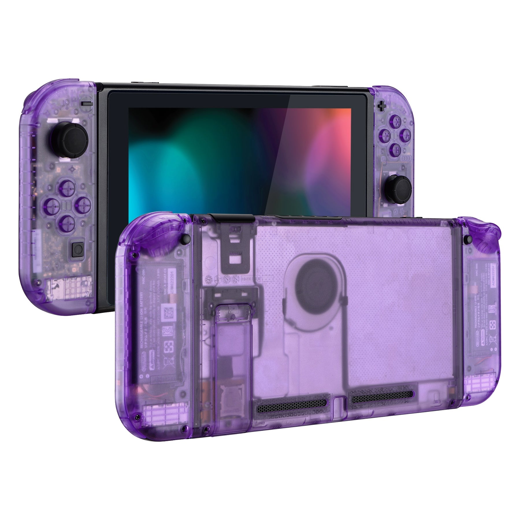 eXtremeRate Replacement Full Set Shells with Buttons for Nintendo Switch -  Clear Atomic Purple