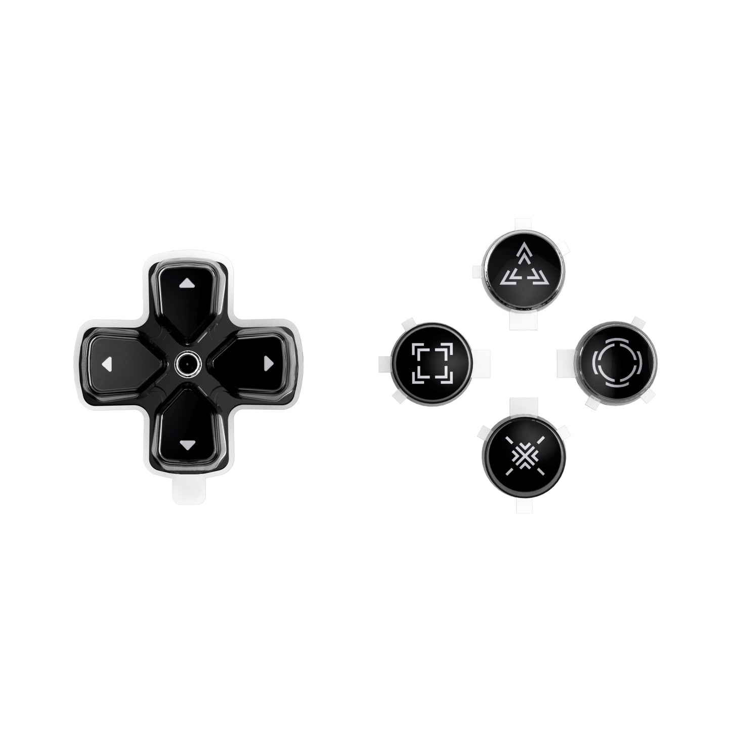 eXtremeRate Retail Replacement Custom Dpad Action Buttons Three-Tone Black & Clear With Black White Redesigned Symbols D-pad Face Buttons For ps5 Controller - JPFF001