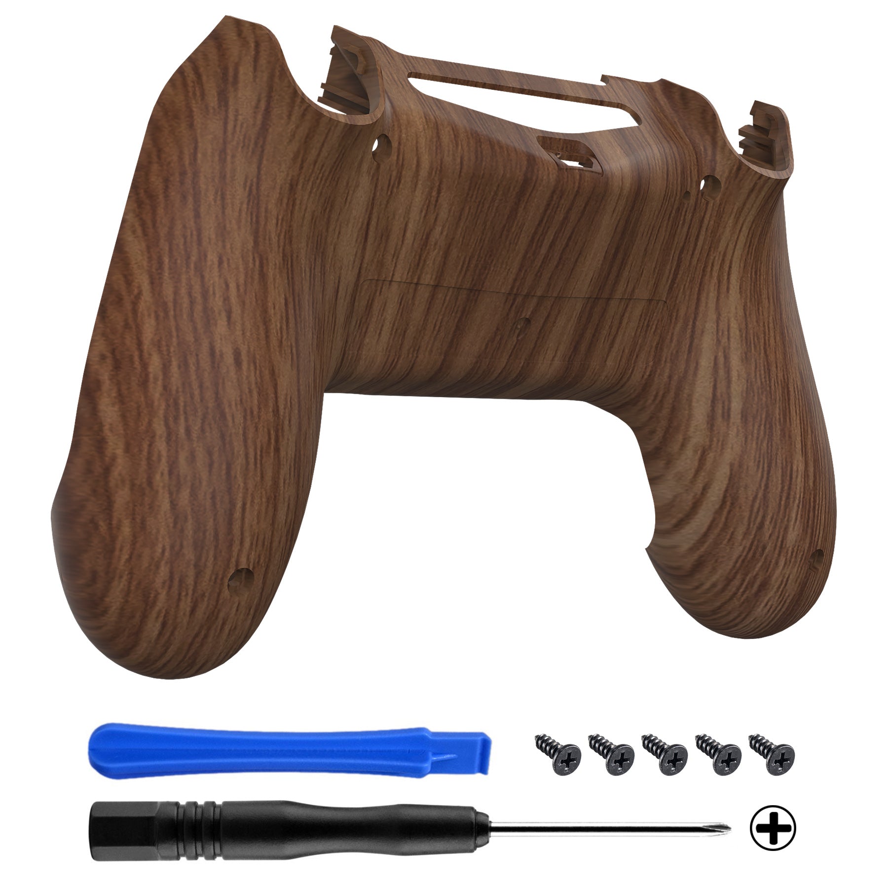 eXtremeRate Replacement Bottom Shell for PS4 Slim Pro Controller Controller  (CUH-ZCT2 JDM-040/050/055) - Wood Grain