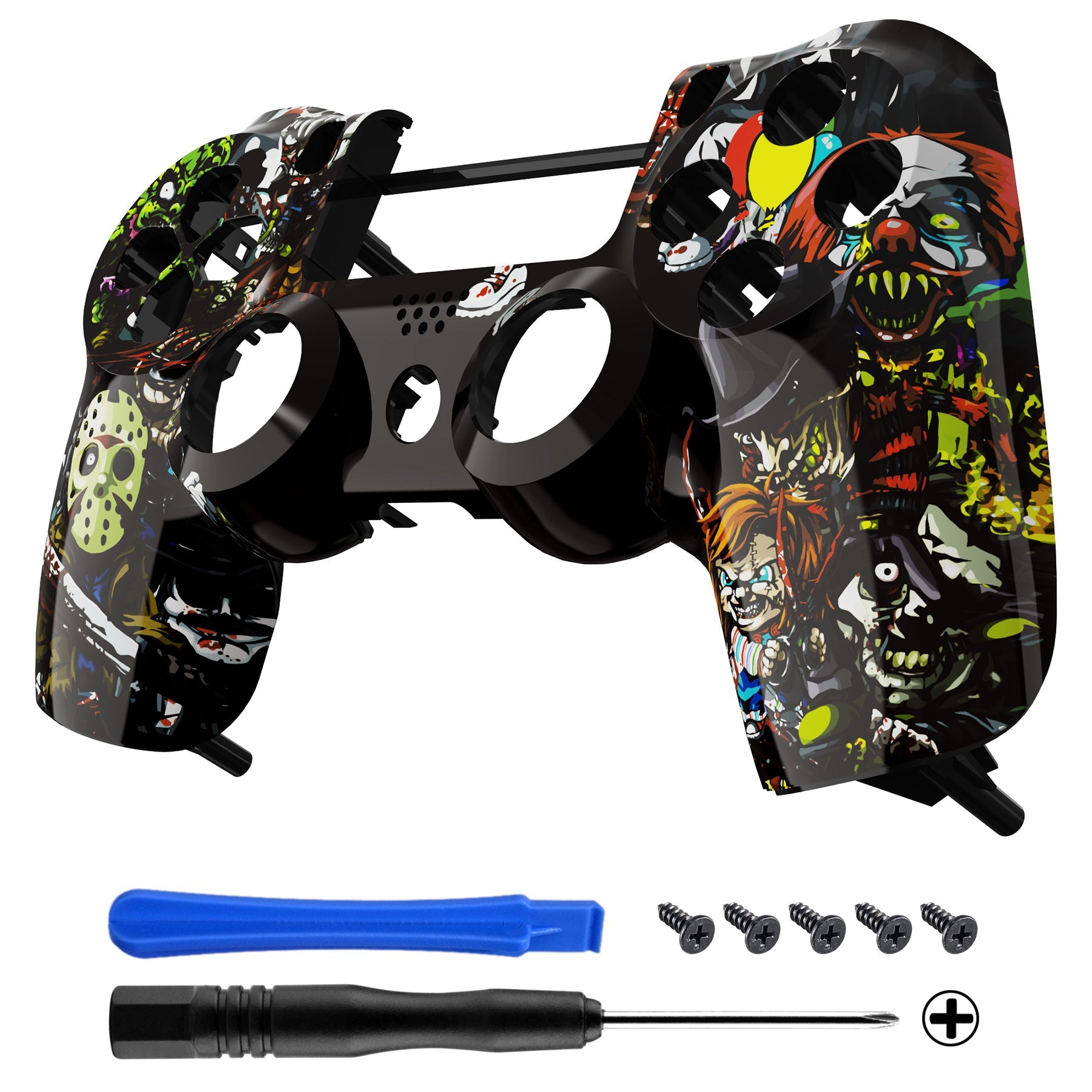 eXtremeRate Replacement Front Housing Shell for PS4 Slim Pro Controller  Controller (CUH-ZCT2 JDM-040/050/055) - Scary Party Bomb
