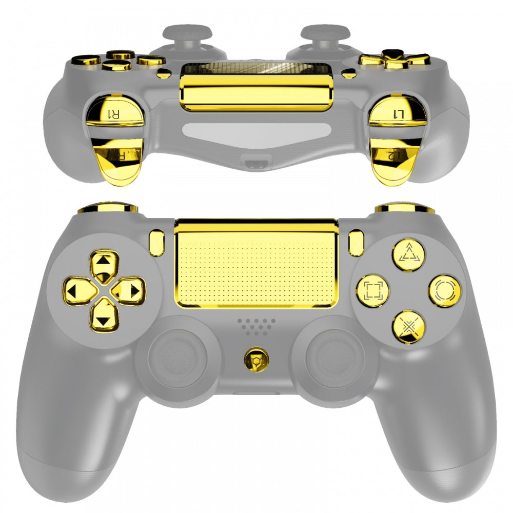 Chrome Gold Classical Symbols Replacement Full Set Buttons for ps4 Slim ps4  Pro CUH-ZCT2 Controller - Compatible with ps4 DTFS LED Kit - Controller 
