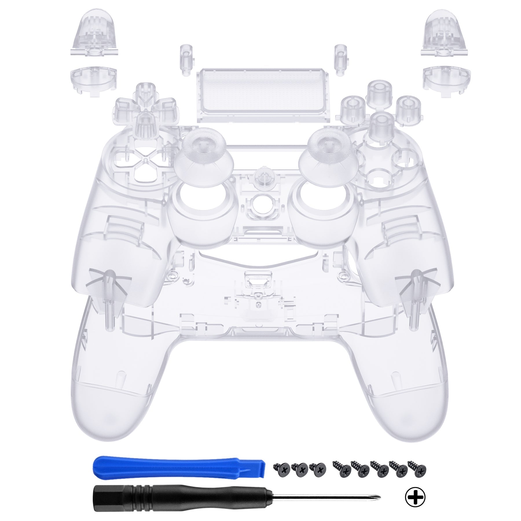 Clear Replacement Full Set Houaing Shell Facaplate Buttons for ps4 Slim ps4  Pro Controller (CUH-ZCT2 JDM-040 JDM-050 JDM-055) - SP4QM02