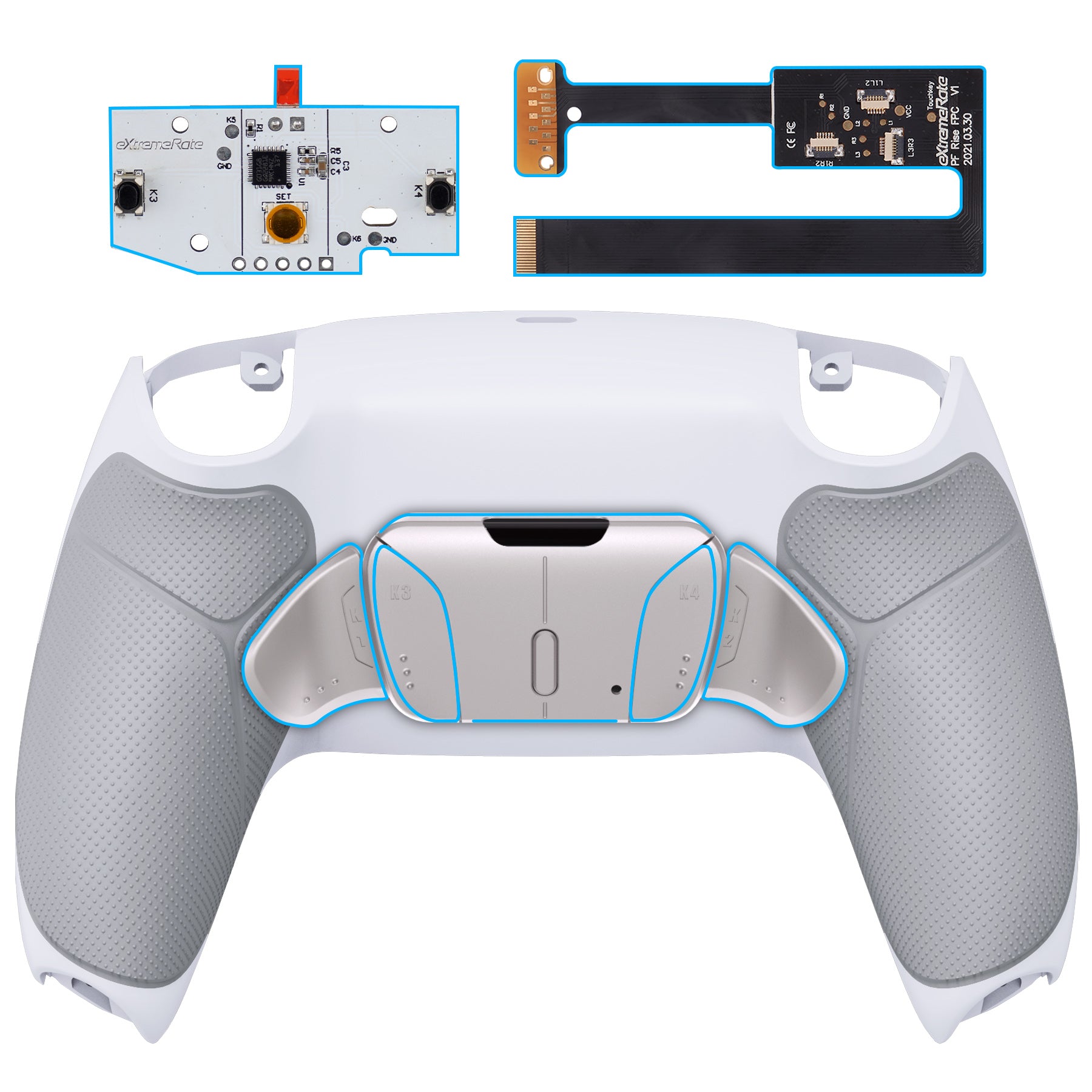 eXtremeRate White Real Metal Buttons (RMB) Version Rise Remap Kit for PS5  Controller BDM-030, Upgrade Board & Redesigned Back Shell & Programable  Back Buttons Set for PS5 Controller 