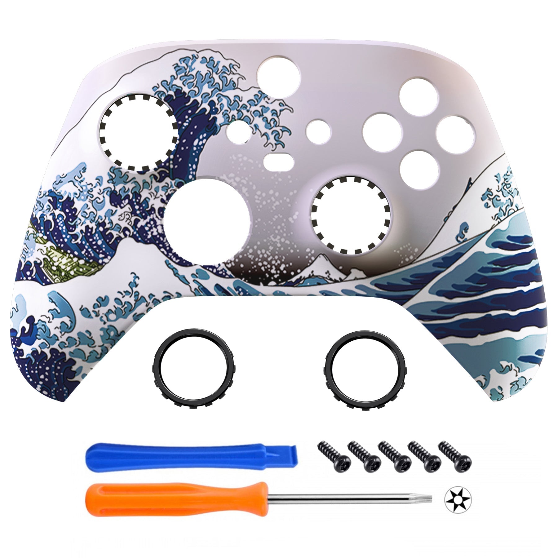 eXtremeRate ASR Version Front Housing Shell with Accent Rings for Xbox  Series X/S Controller & Xbox Core Controller - The Great Wave