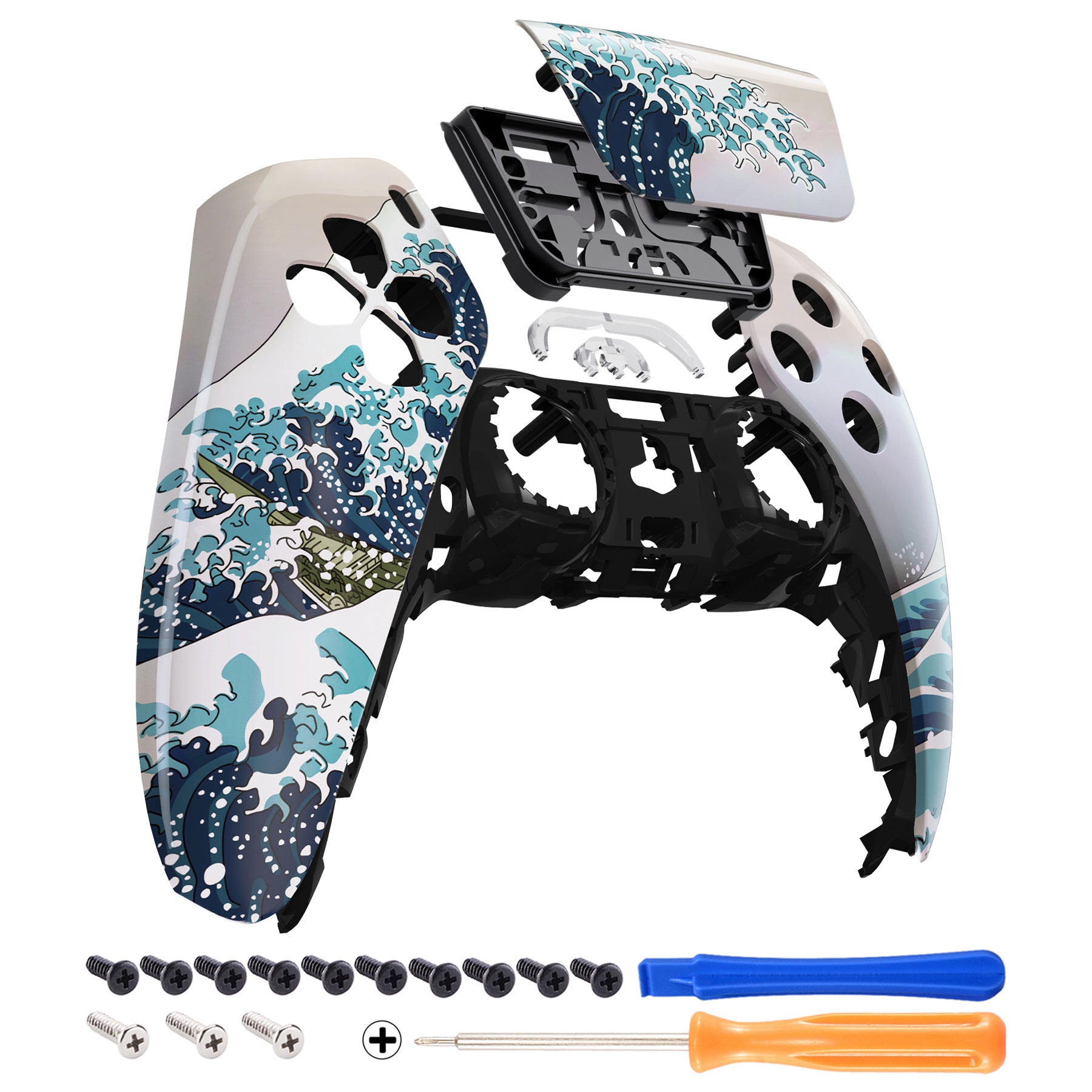 eXtremeRate Replacement Front Housing Shell with Touchpad Compatible with  PS5 Controller BDM-010/020/030/040 - The Great Wave