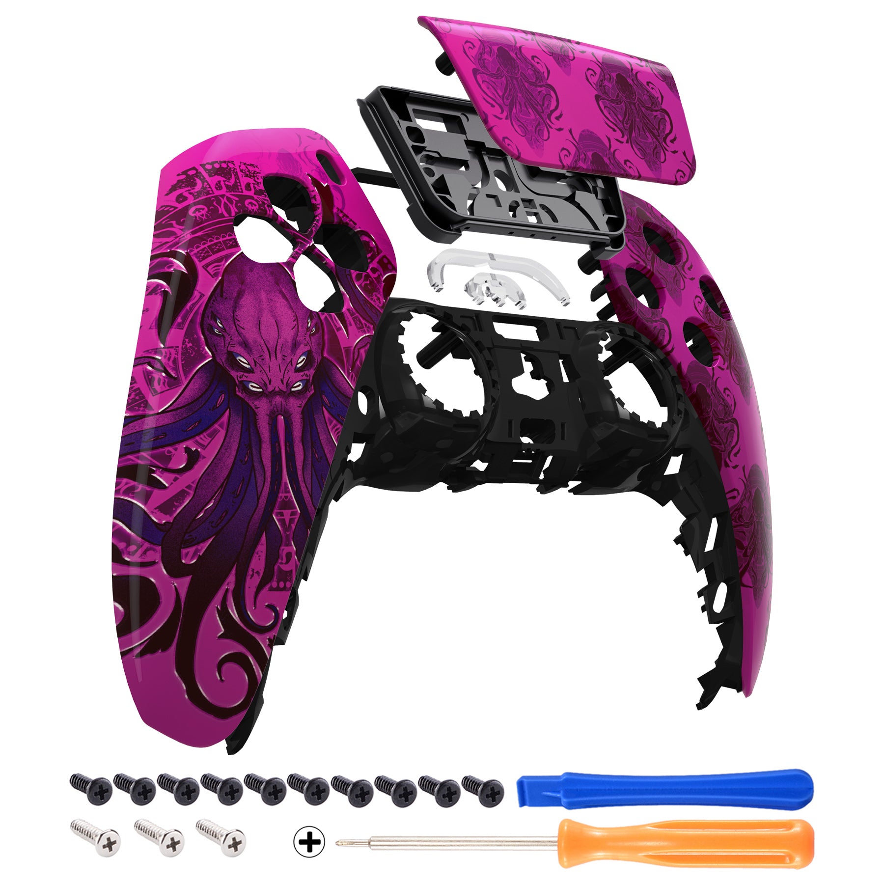 eXtremeRate Replacement Front Housing Shell with Touchpad Compatible with  PS5 Controller BDM-010/020/030/040 - Darkness Octopus