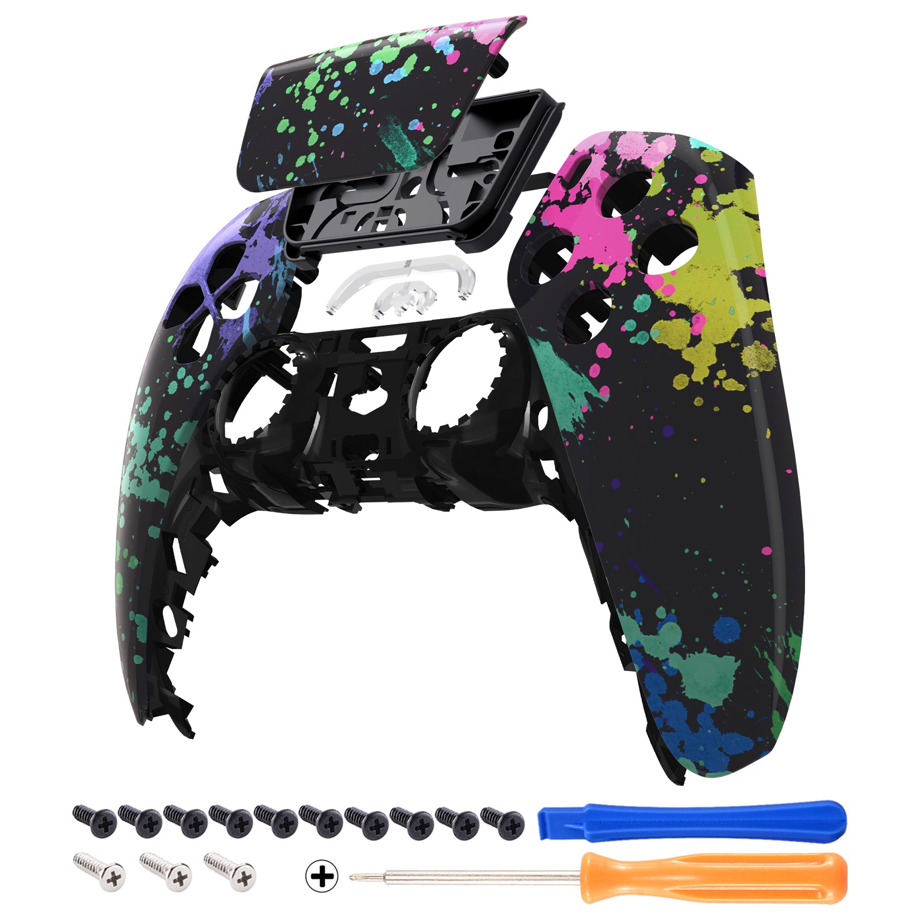 eXtremeRate Watercolour Splash Touchpad Front Housing Shell Compatible with PS5 Controller Bdm-010 Bdm-020 Bdm-030, DIY Replacement Shell Custom Touch