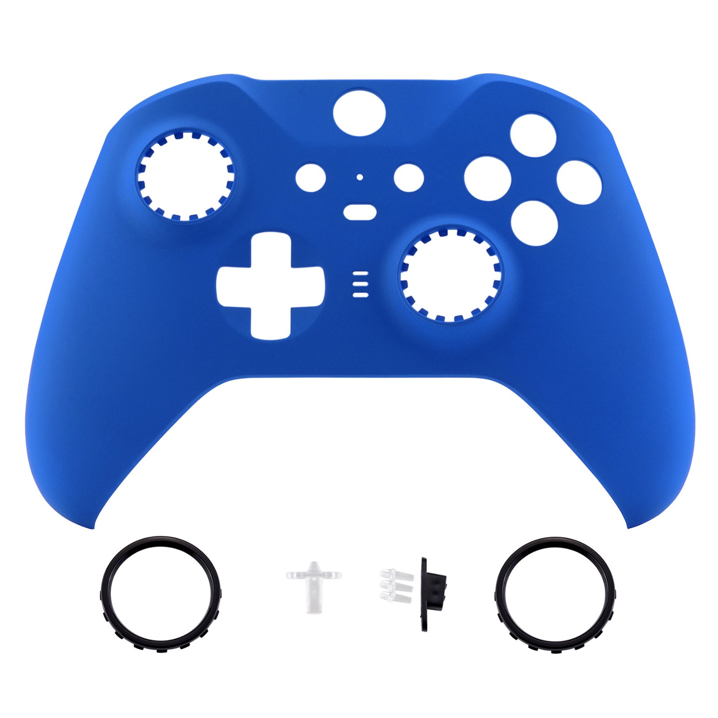 Blue Soft Touch Grip Faceplate Cover, Front Housing Shell Case Replacement Kit for Xbox One Elite Series 2 Controller (Model 1797 and Core Model 1797) - Thumbstick Accent Rings Included - ELP305 eXtremeRate
