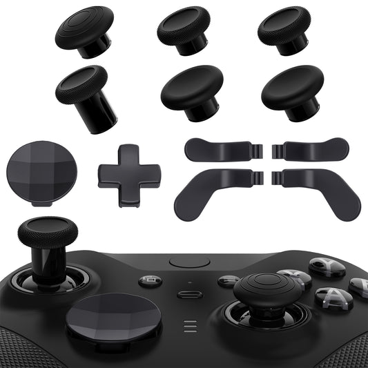 13 in 1 Component Pack Kit Replacement Metal Thumbsticks & D-Pads & Paddles for Xbox Elite Series 2 & Elite 2 Core Controller (Model 1797) - Metallic Black eXtremeRate