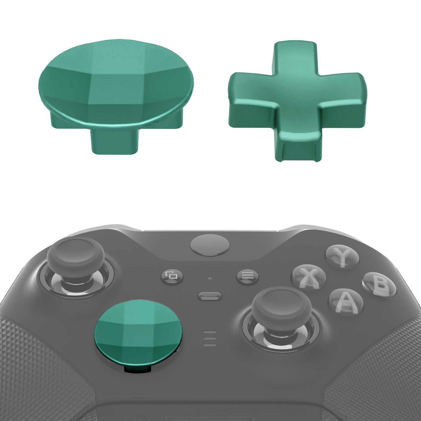 eXtremeRate Retail 2 pcs Metalic Aqua Green Magnetic Stainless Steel D-Pads for Xbox One Elite & Xbox One Elite Series 2 Controller - IL407